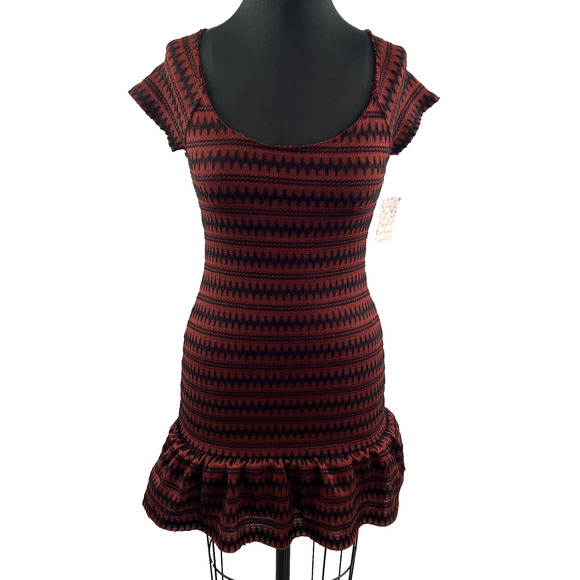 NEW Free People Cozy Day Copper Black Knit Sweater Dress Tunic XS $118 - Picture 1 of 10